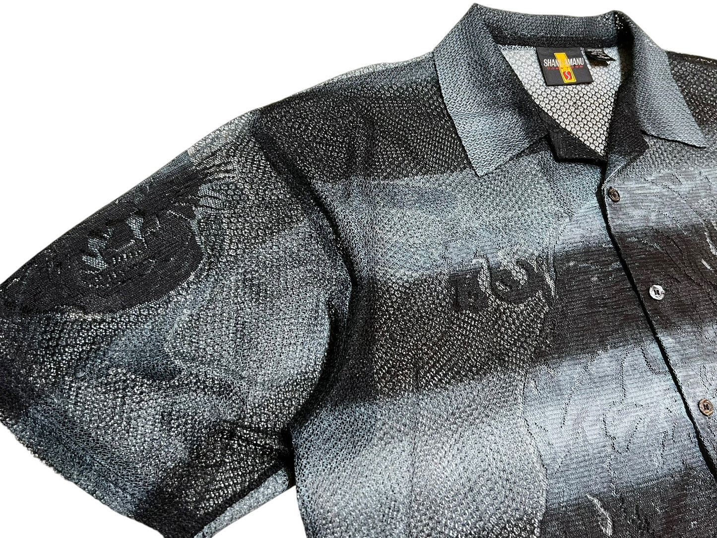 Old Gradation Mesh Open Collar Shirt