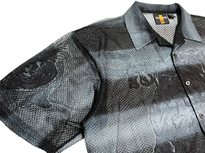 Old Gradation Mesh Open Collar Shirt