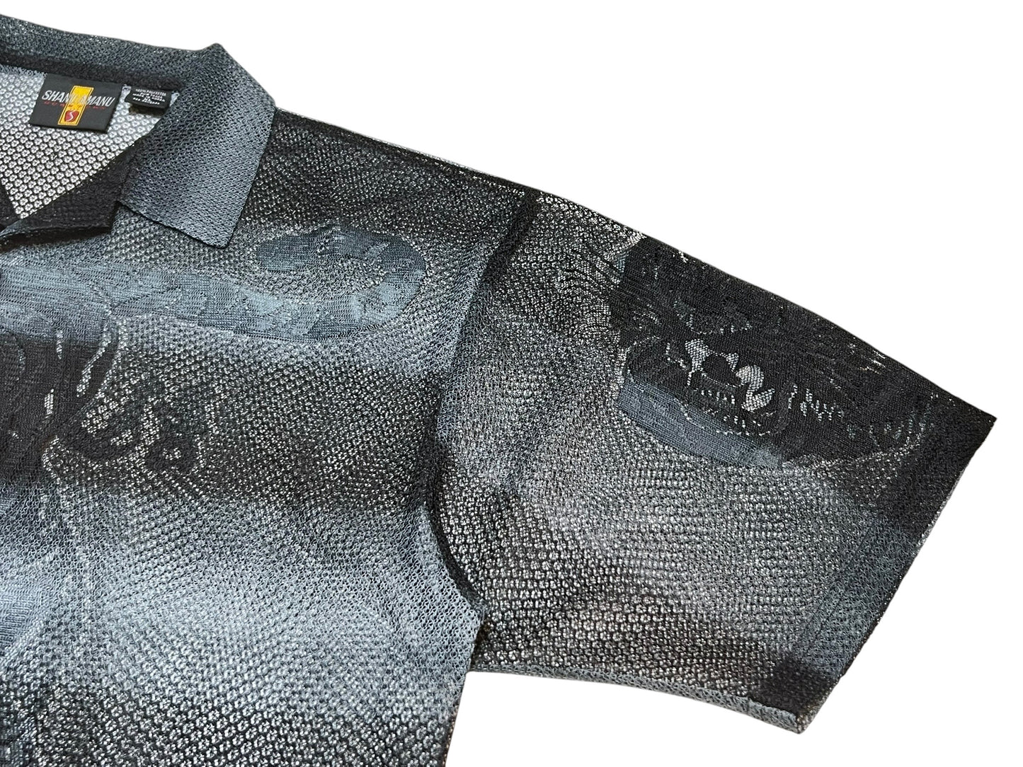Old Gradation Mesh Open Collar Shirt
