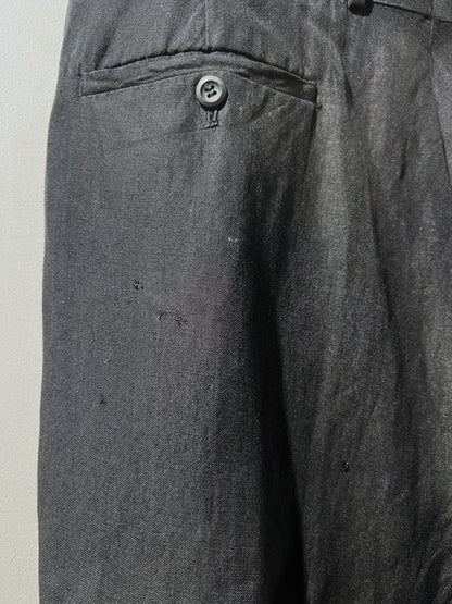 Vintage Linen × Rayon Wide Leg Tuck Slacks
