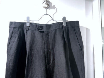 Vintage Linen × Rayon Wide Leg Tuck Slacks