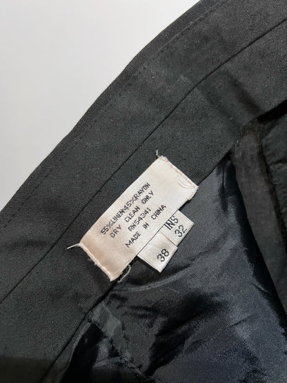 Vintage Linen × Rayon Wide Leg Tuck Slacks