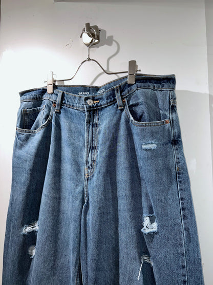 OLD NAVY Extra High-Rise Distressed Baggy Denim Pants
