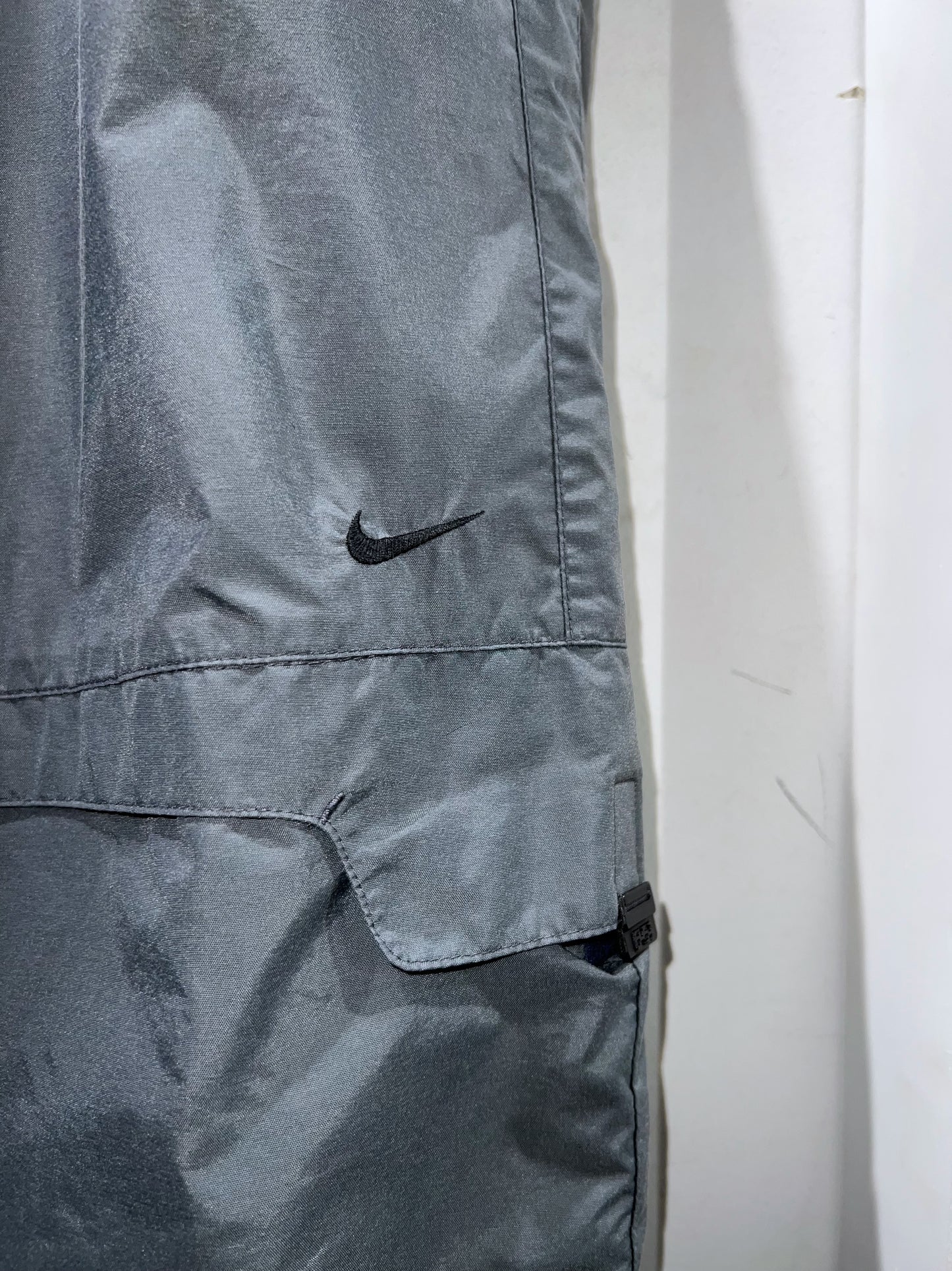 00s NIKE Grey Wideleg Nylon Pants