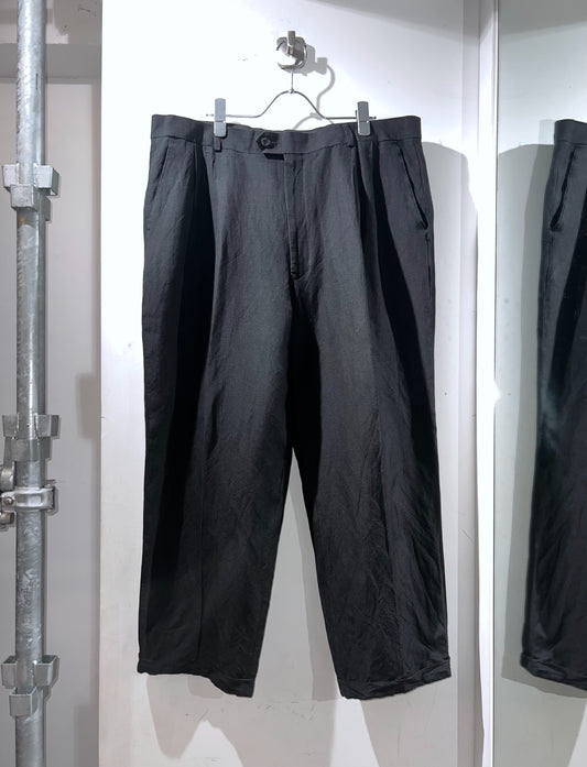 Vintage Linen × Rayon Wide Leg Tuck Slacks