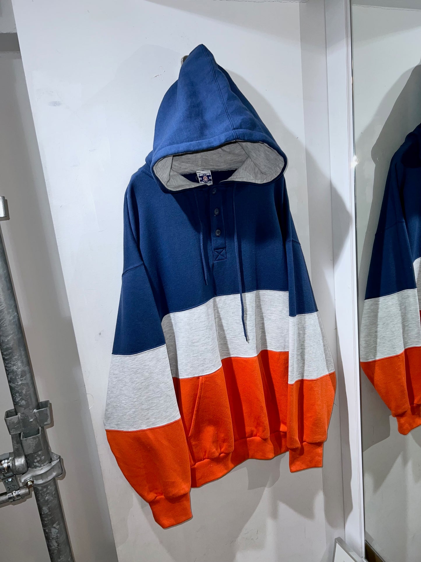 Vintage Colorblock Half-button Hoodie
