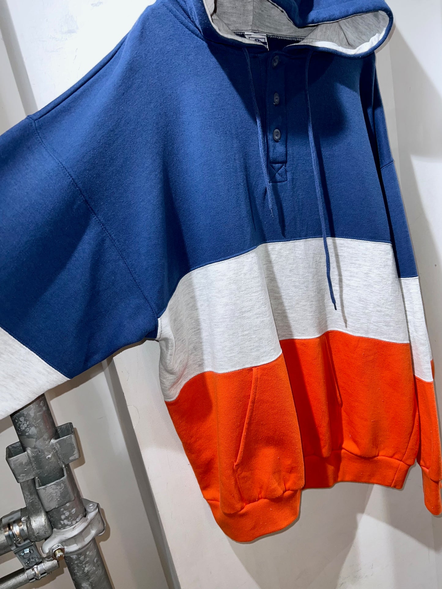Vintage Colorblock Half-button Hoodie