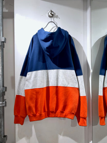Vintage Colorblock Half-button Hoodie