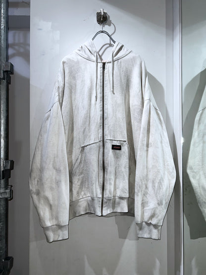 Old Dickies Thermal-lined Zip Up Hoodie Dirty White