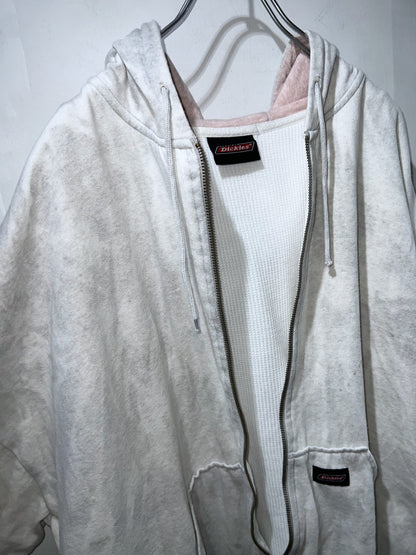 Old Dickies Thermal-lined Zip Up Hoodie Dirty White