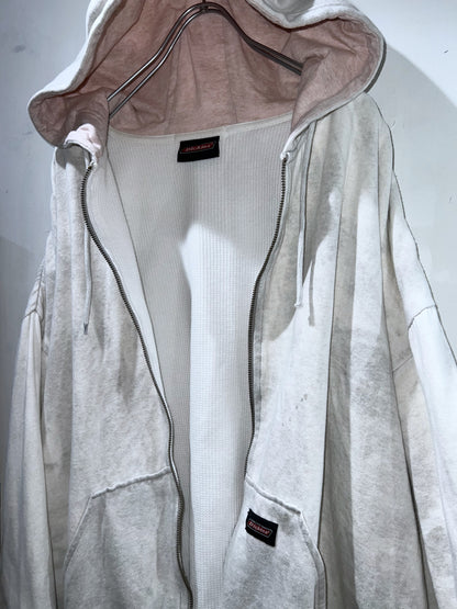 Old Dickies Thermal-lined Zip Up Hoodie Dirty White