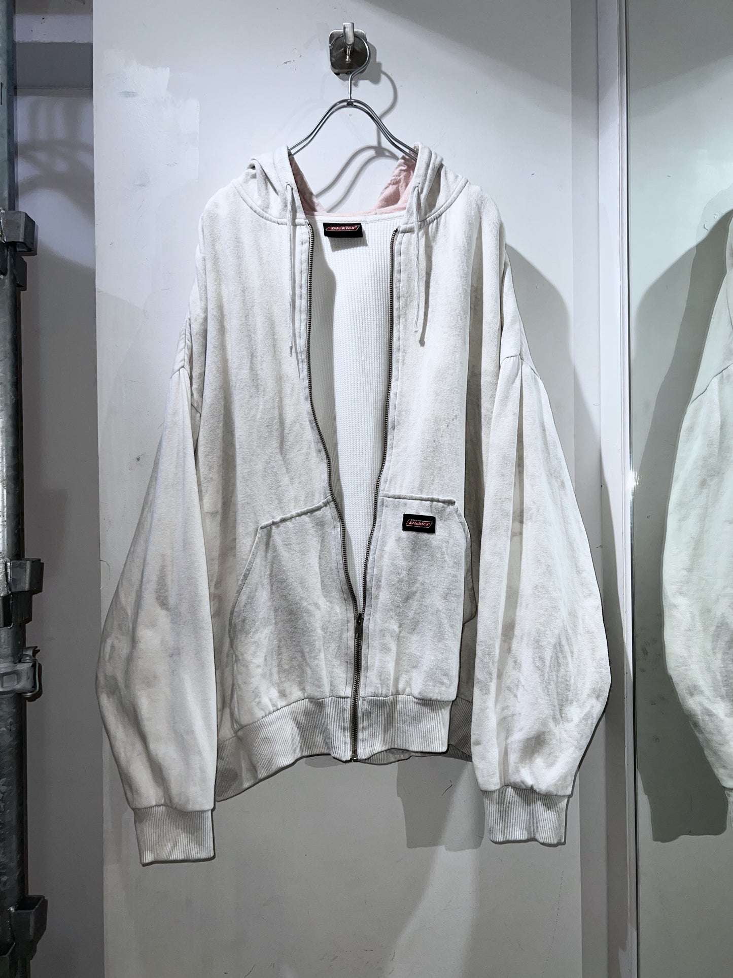 Old Dickies Thermal-lined Zip Up Hoodie Dirty White