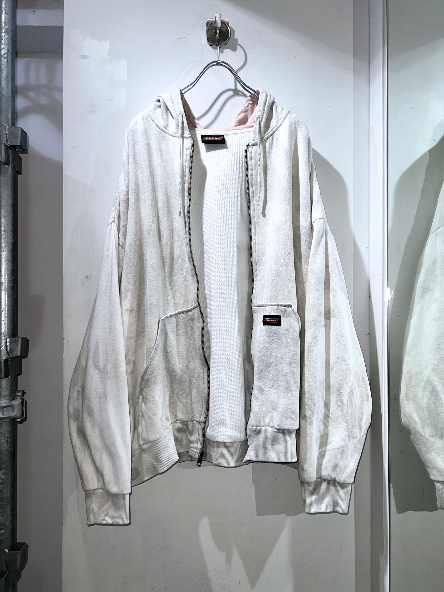 Old Dickies Thermal-lined Zip Up Hoodie Dirty White
