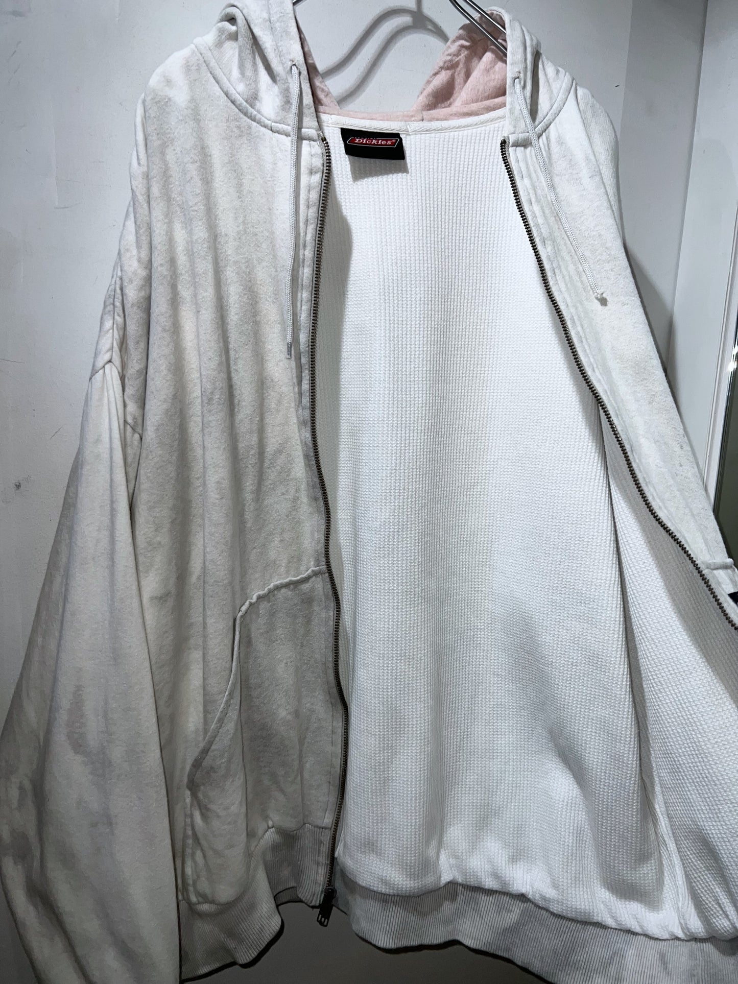 Old Dickies Thermal-lined Zip Up Hoodie Dirty White