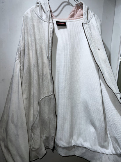Old Dickies Thermal-lined Zip Up Hoodie Dirty White