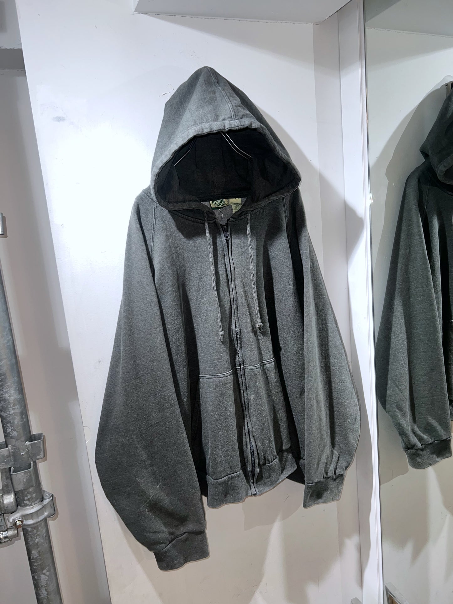 Vintage Thermal-Lined Zip Hoodie Sanfaded Grey