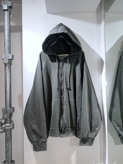 Vintage Thermal-Lined Zip Hoodie Sanfaded Grey