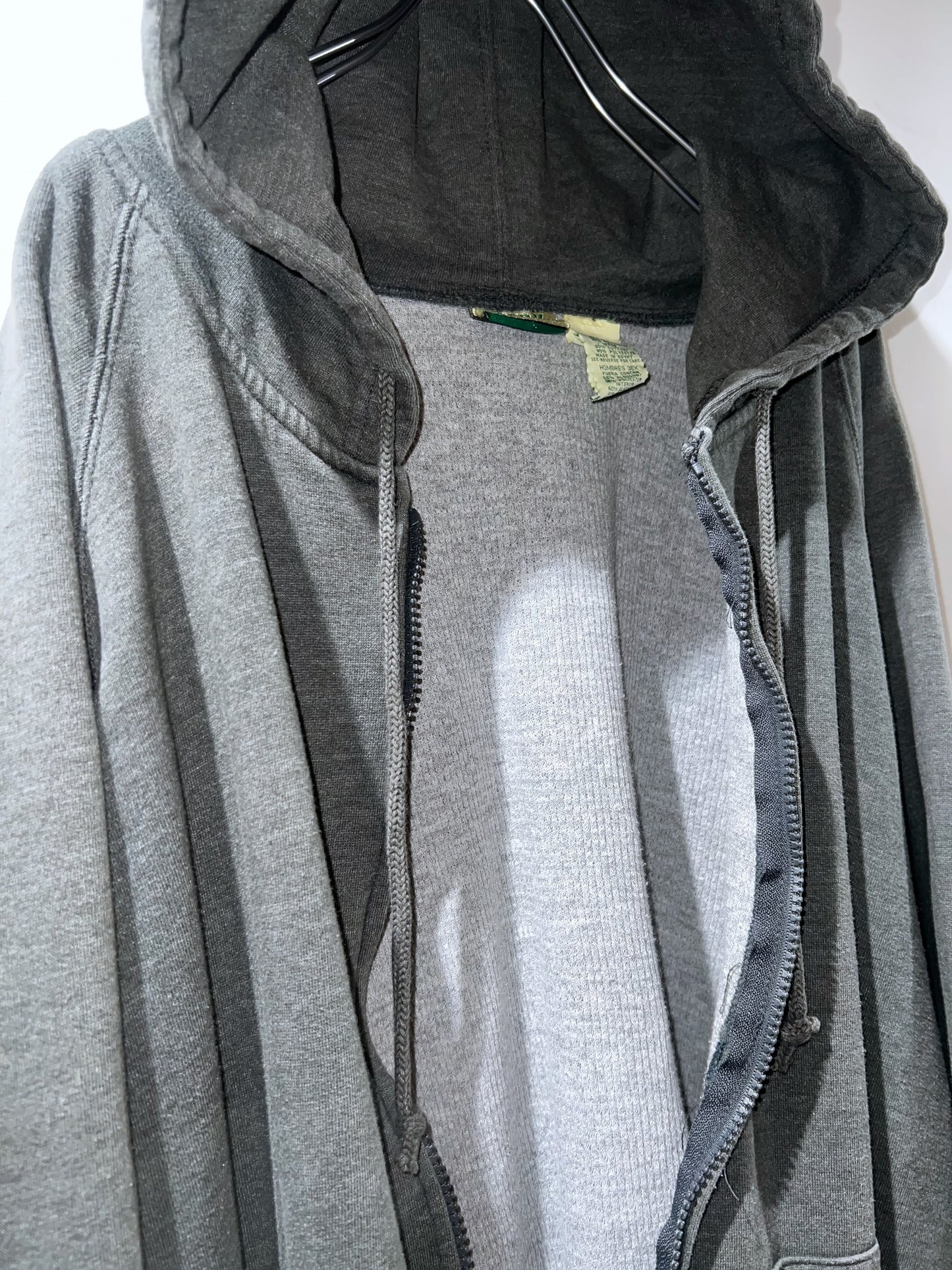 Vintage Thermal-Lined Zip Hoodie Sanfaded Grey