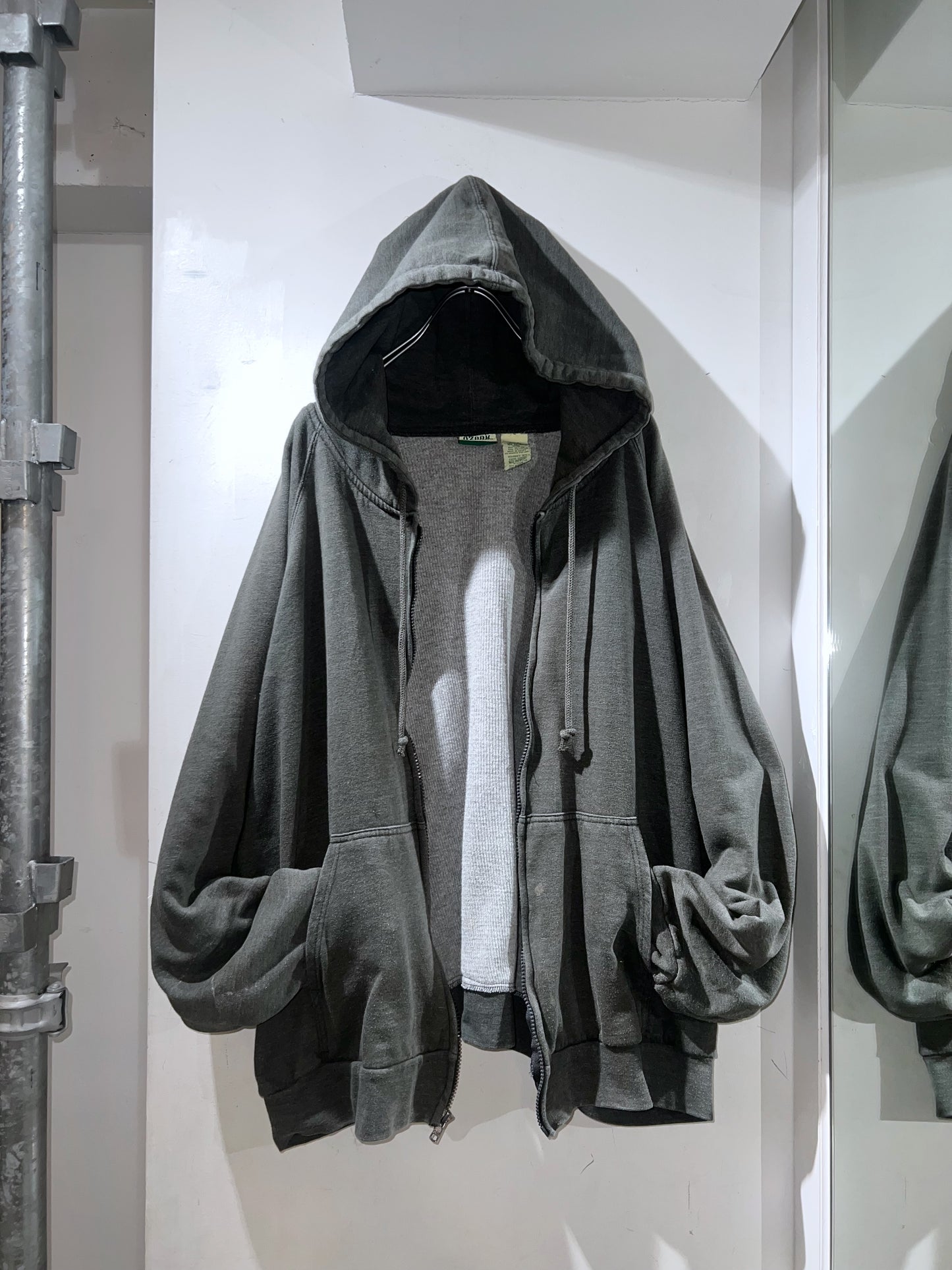 Vintage Thermal-Lined Zip Hoodie Sanfaded Grey