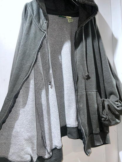 Vintage Thermal-Lined Zip Hoodie Sanfaded Grey