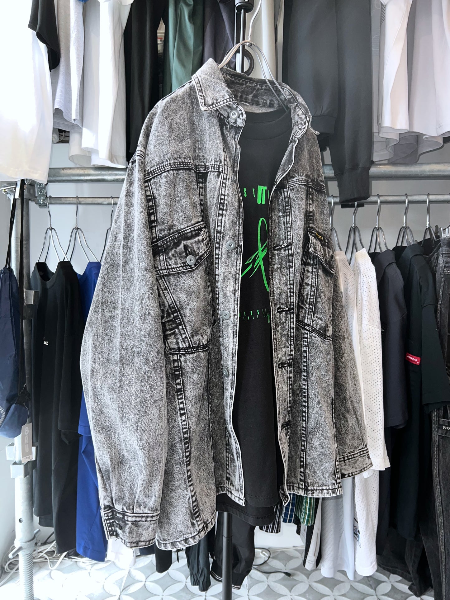 Vintage Euro Stone Wash Black Denim Shirt