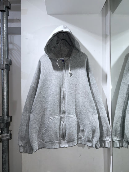 90s Grey Zip Thru Boxy Hoodie