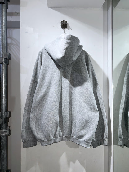 90s Grey Zip Thru Boxy Hoodie