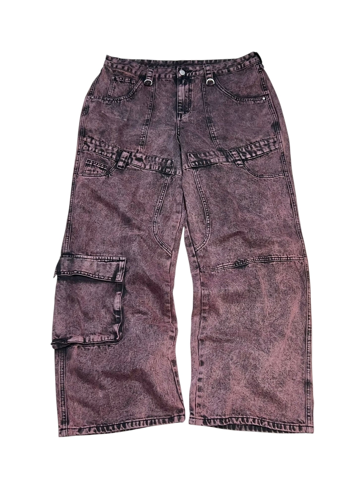 Pink Stonewash Baggy Denim Pants