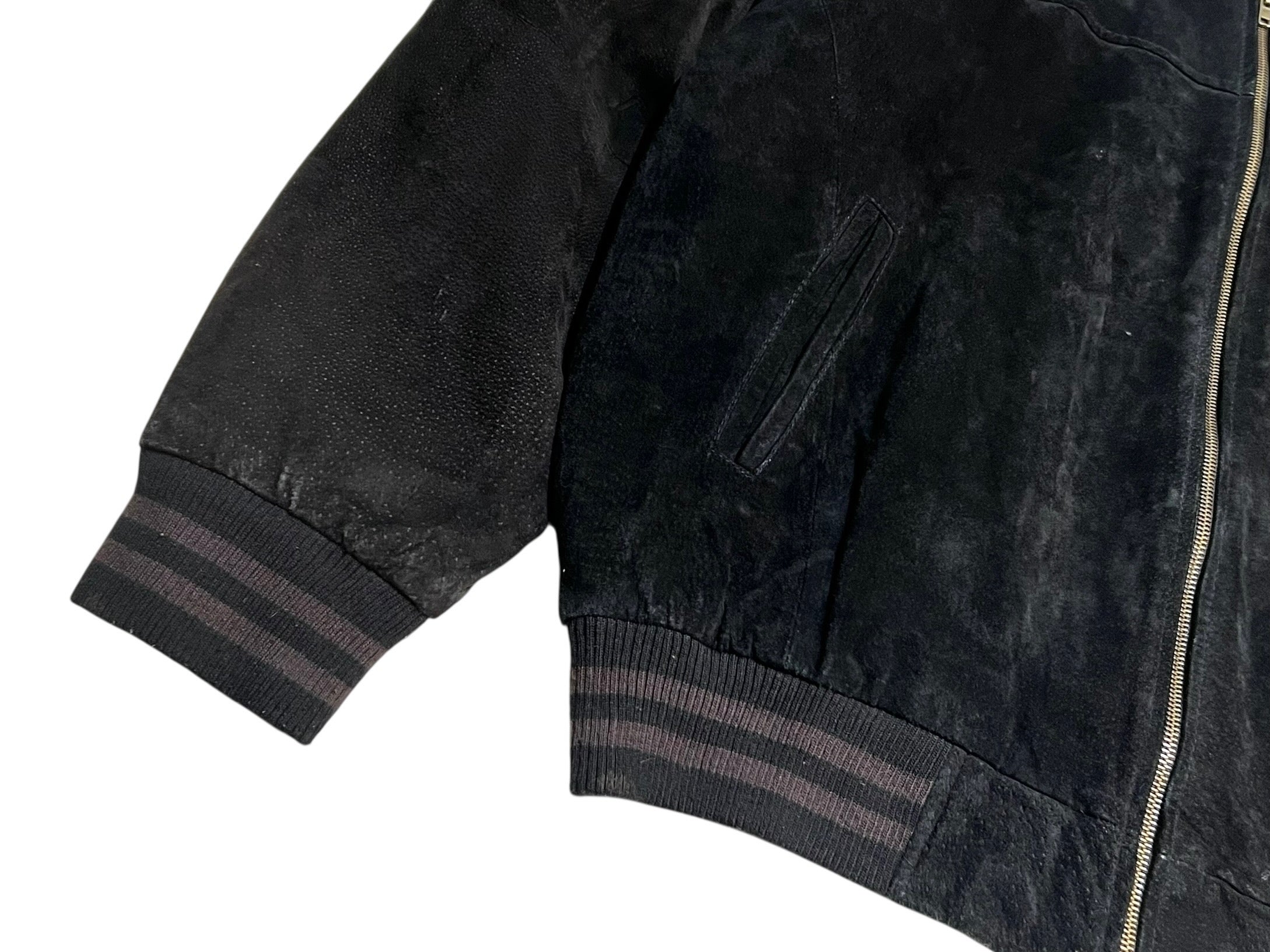 90s スエード ボンバージャケット L 黒 ブラック スコビルジップ 7132 00's Vintage Suede Leather Zip-Up Blouson – BUSINESS AS USUAL