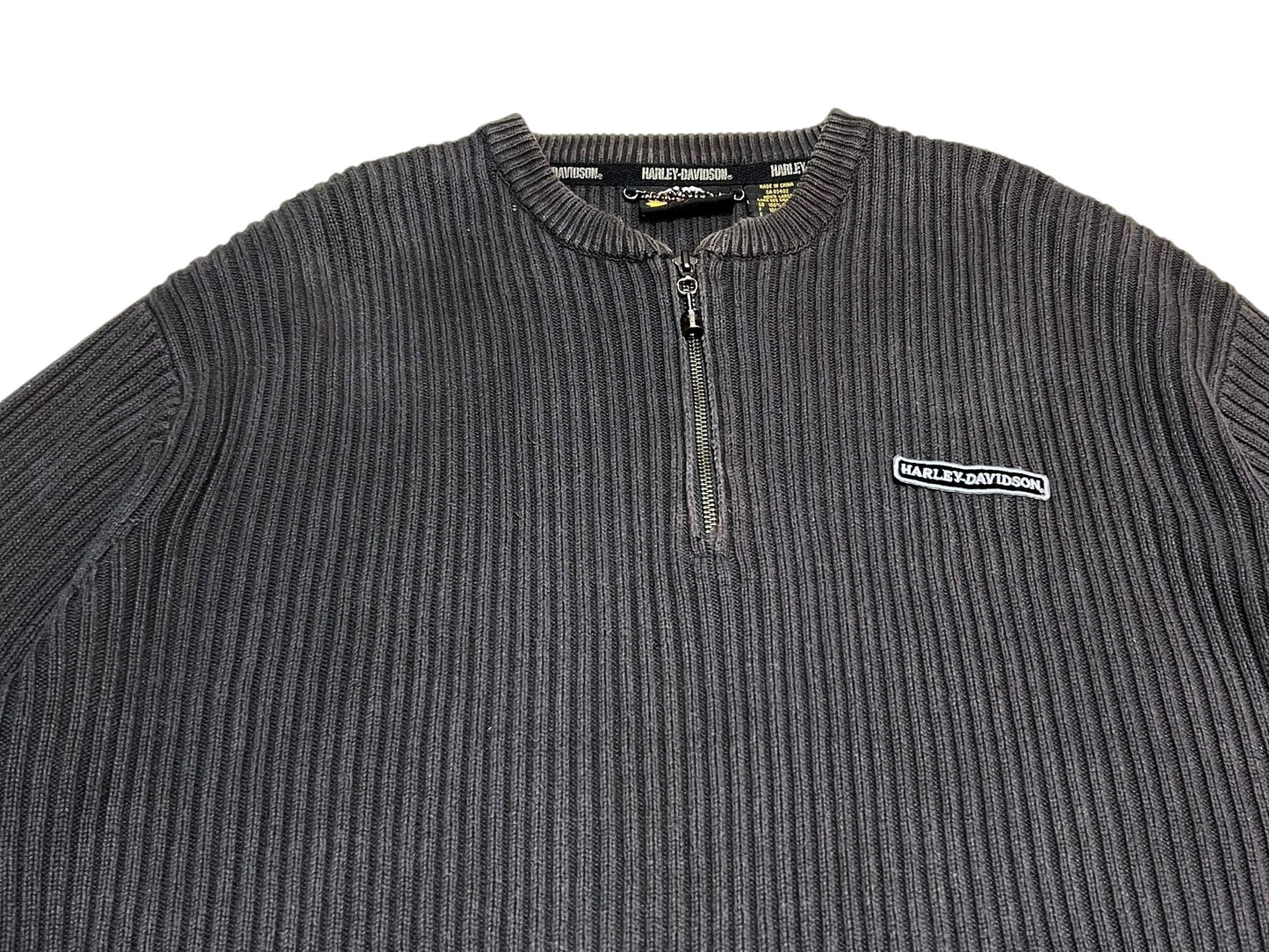 Old Harley-Davidson 1/4 Zip Cotton Sweater