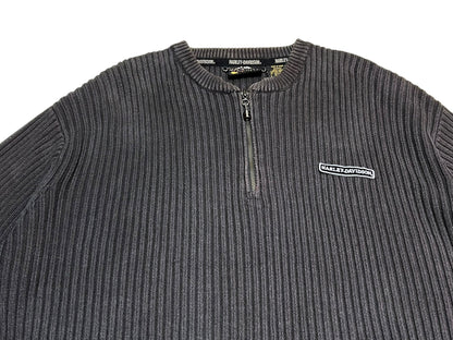 Old Harley-Davidson 1/4 Zip Cotton Sweater