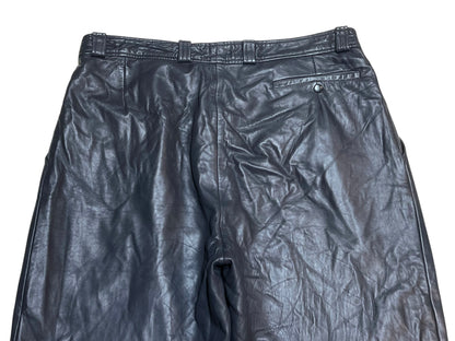 Vintage Grey Real Leather Wide Leg Trousers