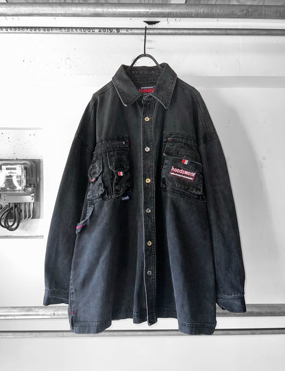 90s hoodswear oversized heavyweight denim shirt jacket