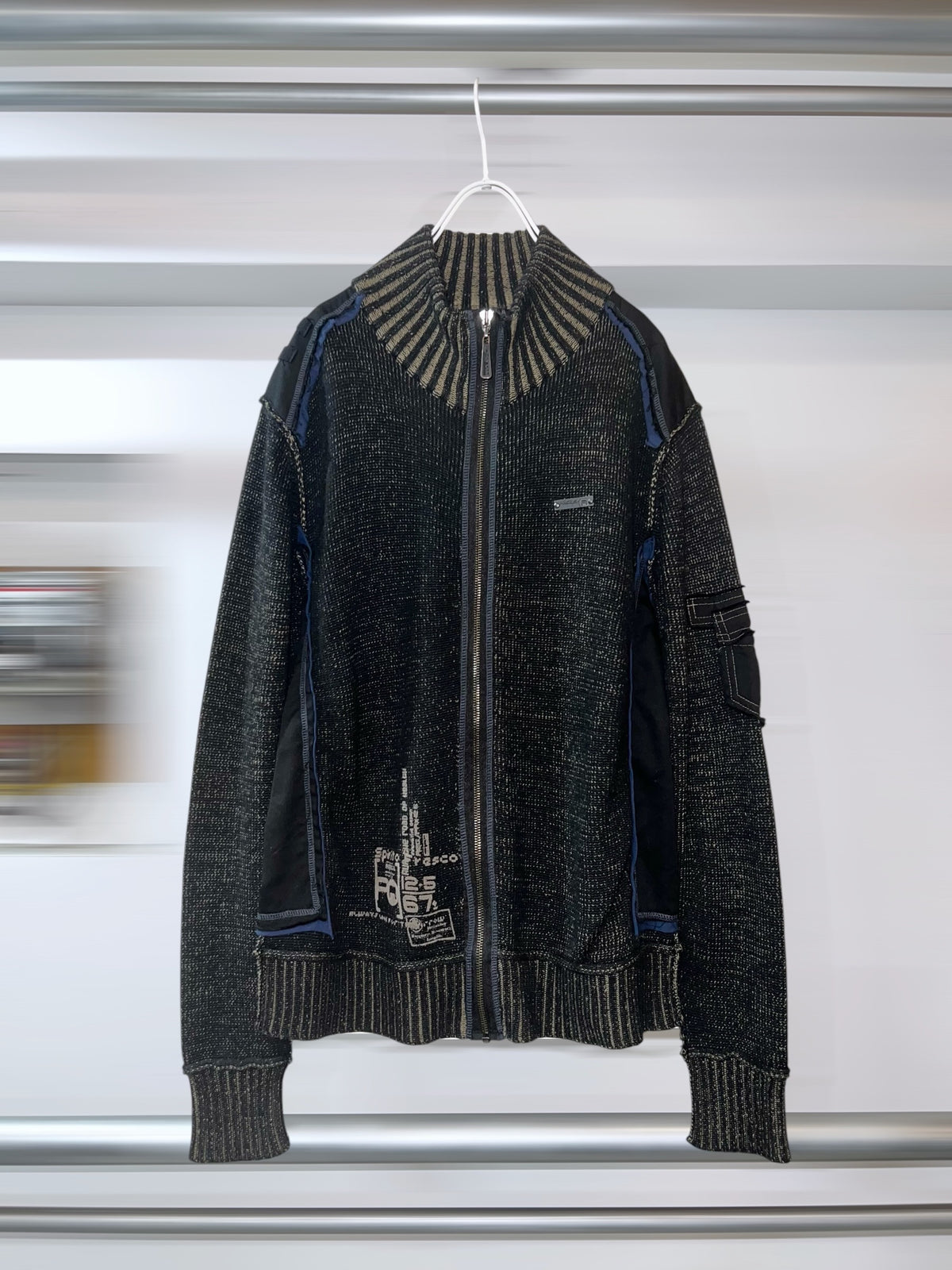 00s Stand Collar Zip-up Knit