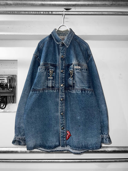90s Pure Gear Heavyweight Gimmick Denim Shirt Jacket