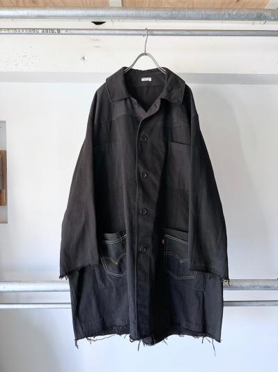 Rebuild denim oversized coat black