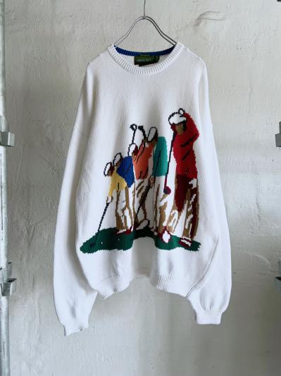 old Hand Flame Cotton Knit Sweater