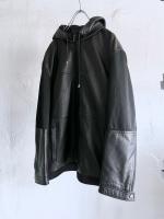 old Sheep Skin Leather Hooded Jacket