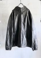old Leather Hooded Zip-up Jacket