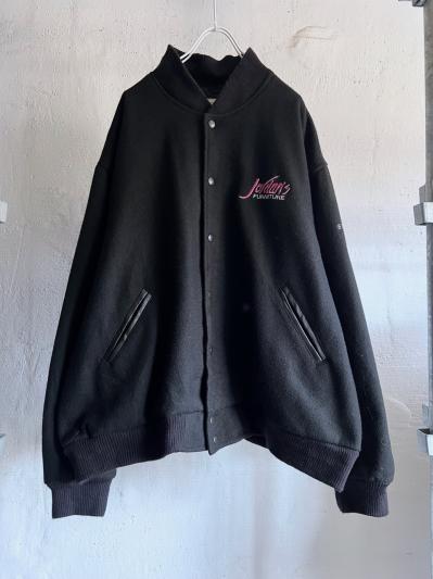 old Black Wool Varsity Jacket